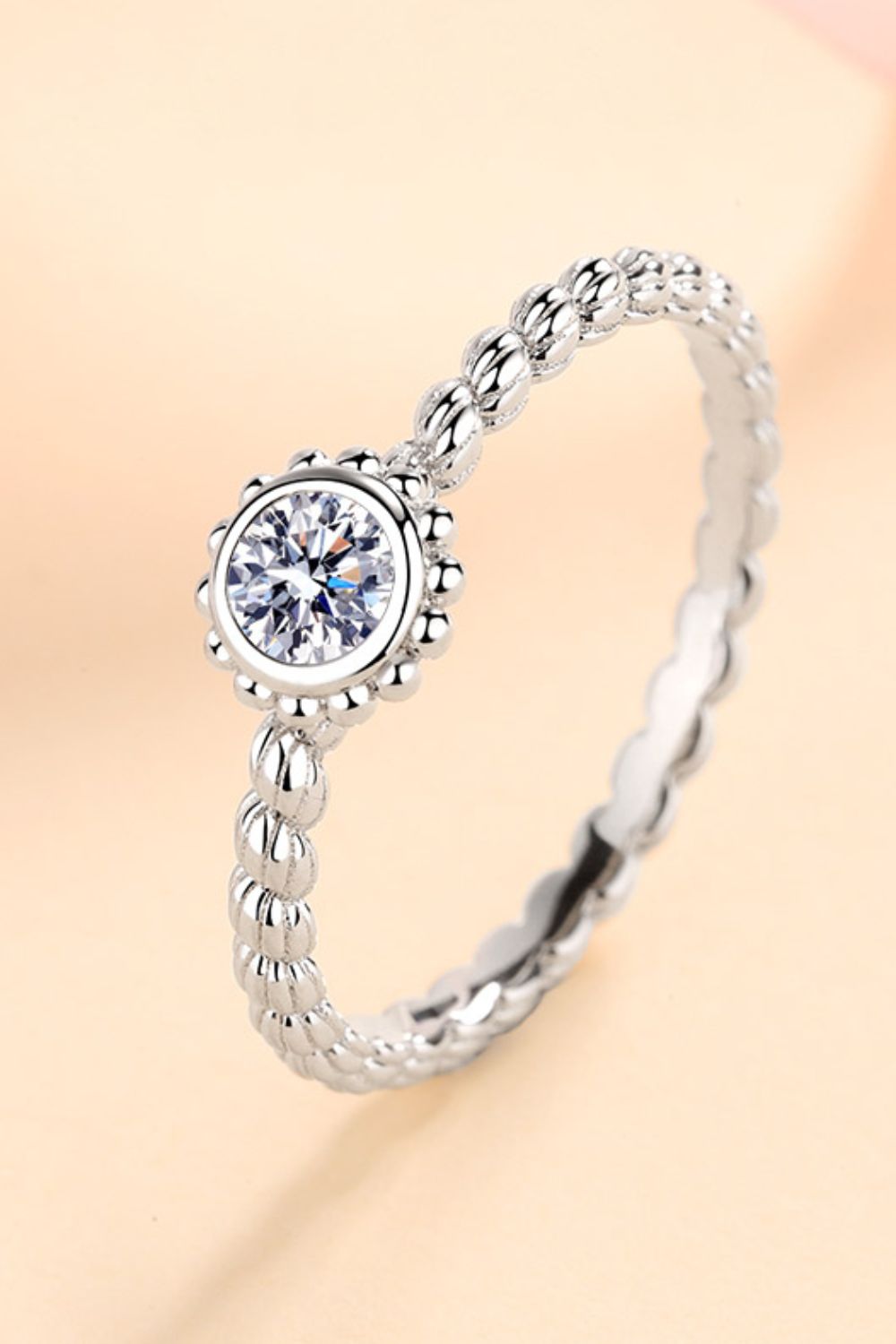 Moissanite Rhodium Vermeil Scaled Ring - - Claude Jewelry Moissanite - Shop claudejewelry.com