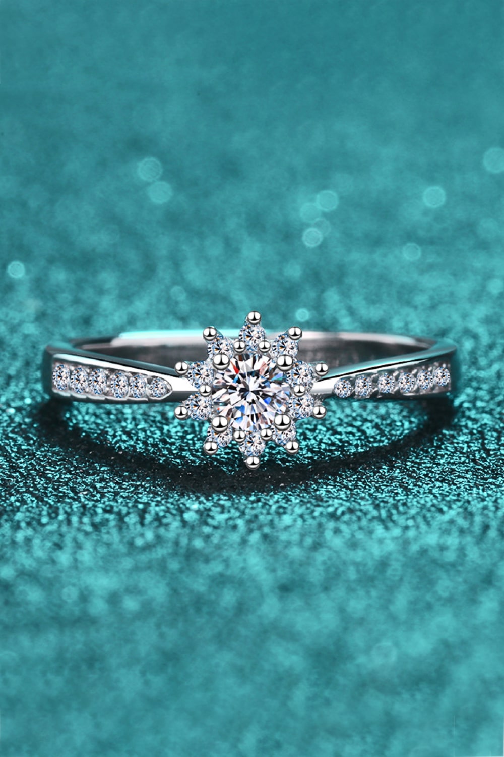 Moissanite Rhodium Vermeil Snowflake Ring - - Claude Jewelry Moissanite - Shop claudejewelry.com