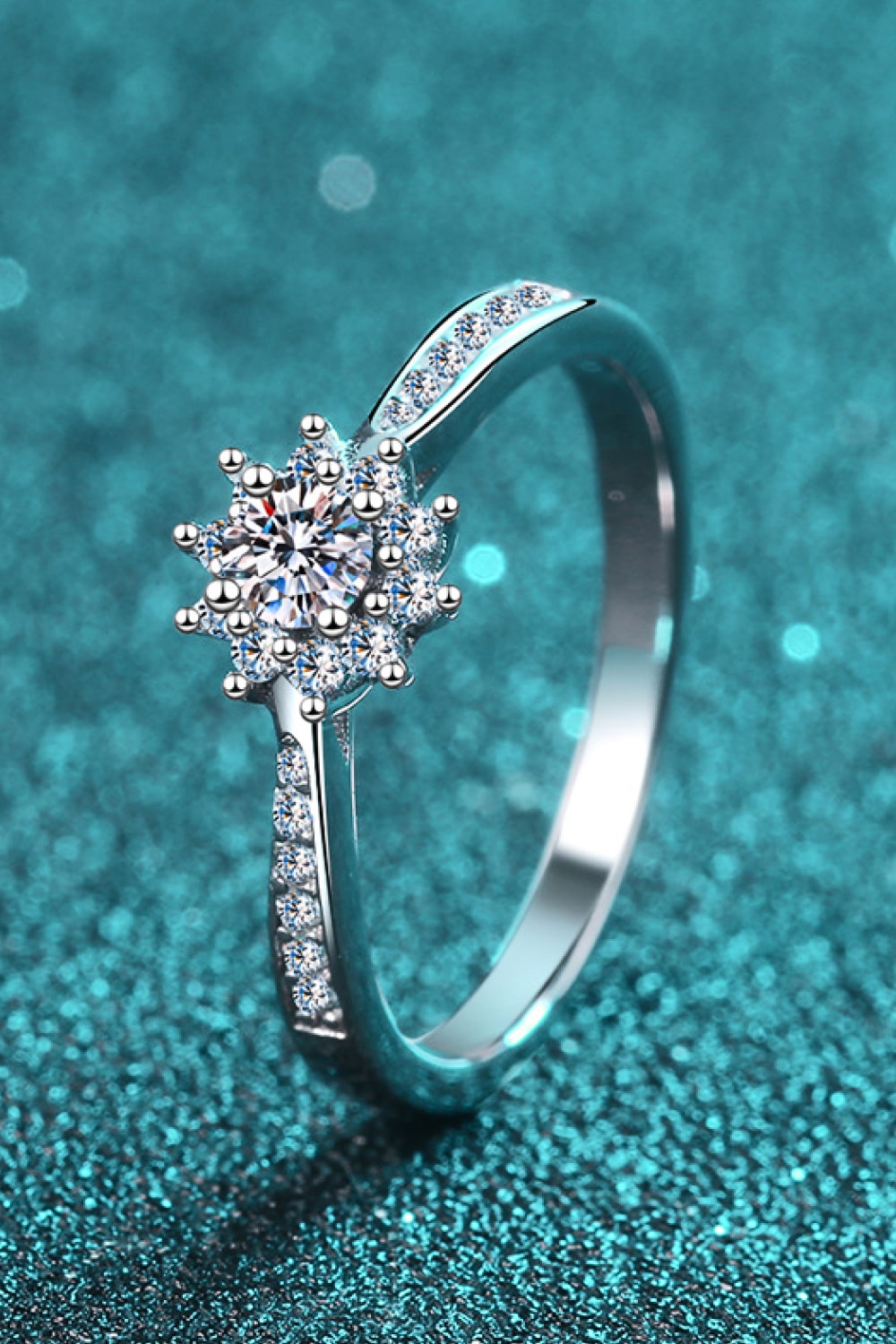 Moissanite Rhodium Vermeil Snowflake Ring - - Claude Jewelry Moissanite - Shop claudejewelry.com