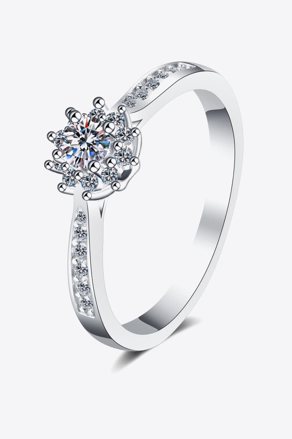 Moissanite Rhodium Vermeil Snowflake Ring - Rhodium Vermeil-5- Claude Jewelry Moissanite - Shop claudejewelry.com