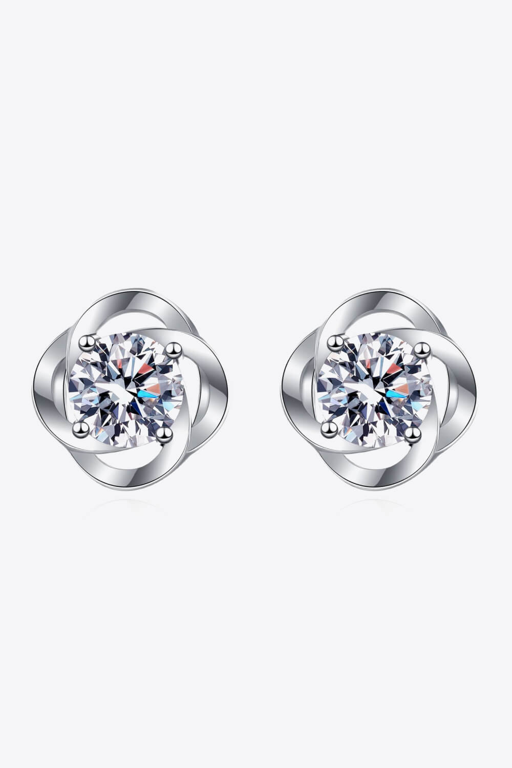 Moissanite Rhodium Vermeil Stud Earrings - Rhodium Vermeil- Claude Jewelry Moissanite - Shop claudejewelry.com