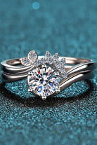 Moissanite Rhodium Vermeil Two-Piece Ring Set - - Claude Jewelry Moissanite - Shop claudejewelry.com