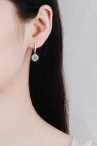 Moissanite Round Halo Drop Earrings - Rhodium Vermeil- Claude Jewelry Moissanite - Shop claudejewelry.com