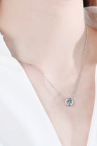 Moissanite Round Pendant Chain Necklace - Rhodium Vermeil- Claude Jewelry Moissanite - Shop claudejewelry.com