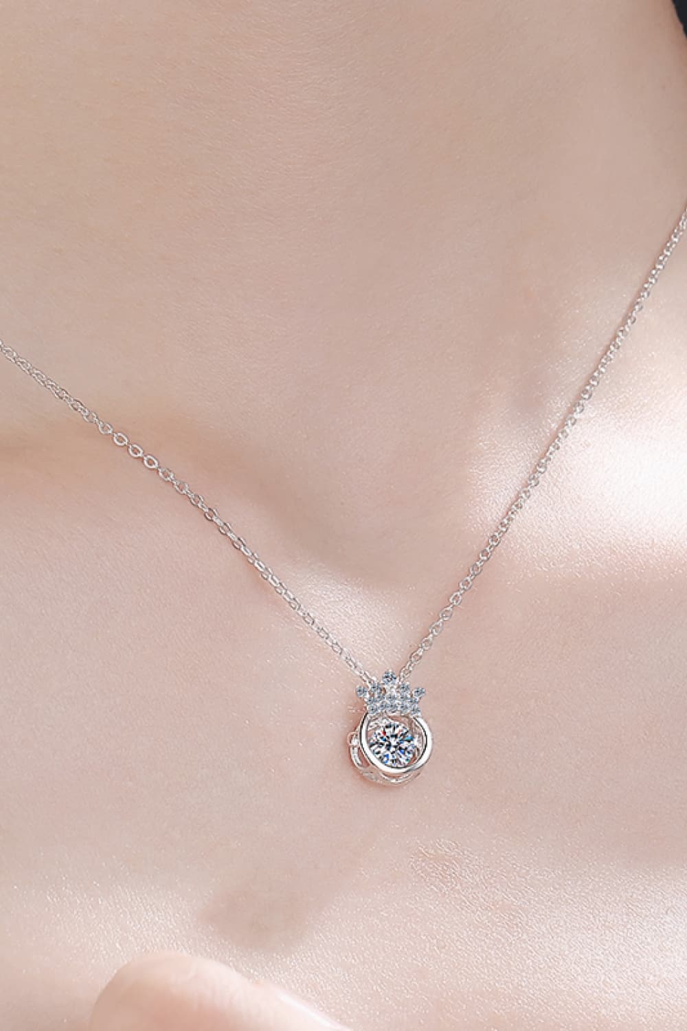 Moissanite Royalty Crown Set Necklace - Rhodium Vermeil- Claude Jewelry Moissanite - Shop claudejewelry.com