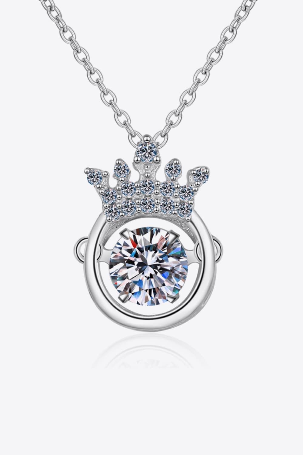 Moissanite Royalty Crown Set Necklace - Rhodium Vermeil- Claude Jewelry Moissanite - Shop claudejewelry.com