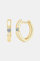 Moissanite Solitaire Inlay Huggie Earrings - 18k Gold Vermeil- Claude Jewelry Moissanite - Shop claudejewelry.com