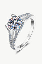 Moissanite Split Band Rhodium Vermeil Ring - Rhodium Vermeil-4- Claude Jewelry Moissanite - Shop claudejewelry.com