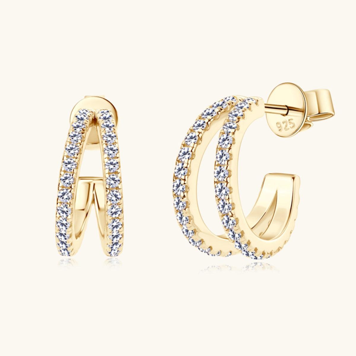 Moissanite Split C-Hoop Earrings - 18k Gold Vermeil- Claude Jewelry Moissanite - Shop claudejewelry.com