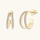 Moissanite Split C-Hoop Earrings - 18k Gold Vermeil- Claude Jewelry Moissanite - Shop claudejewelry.com