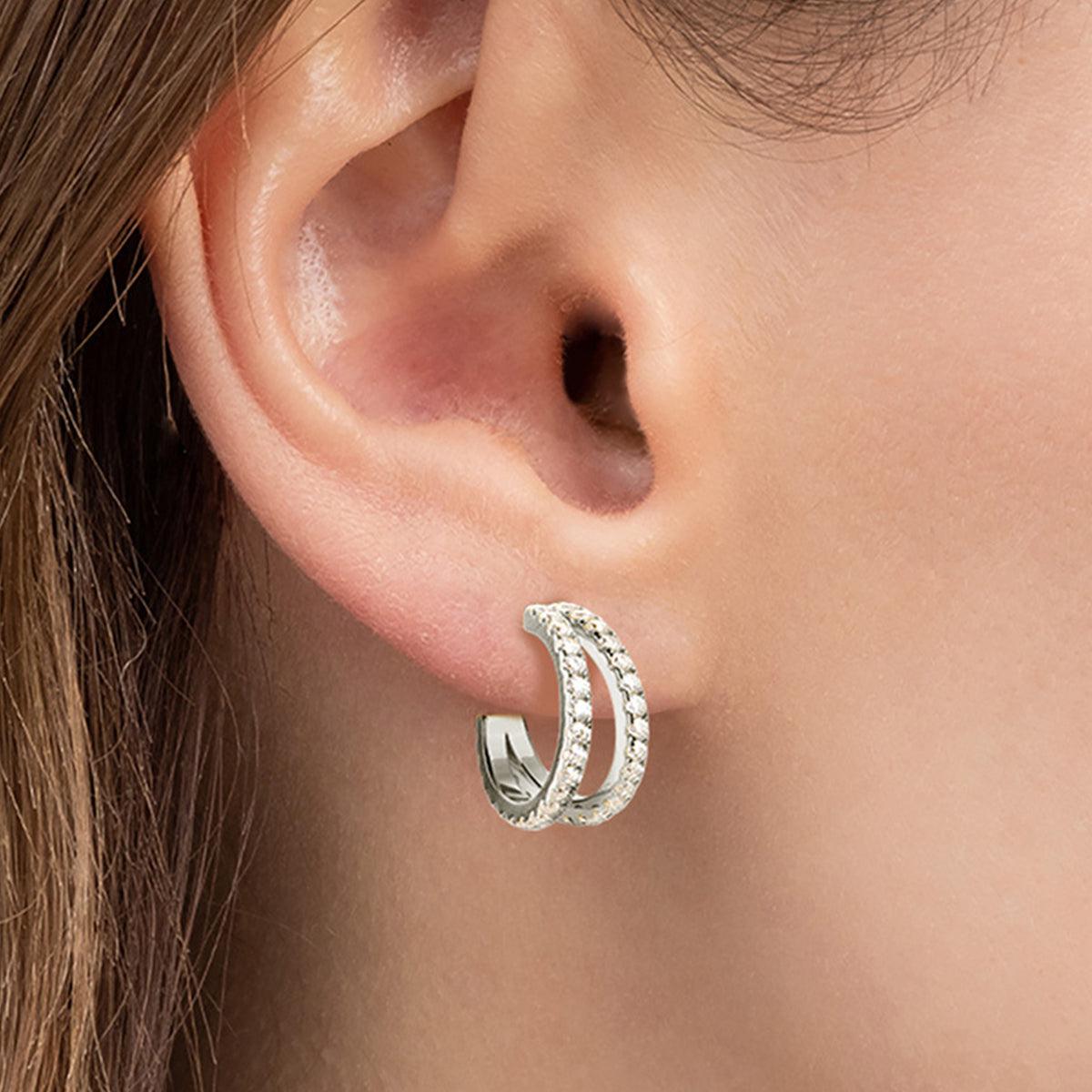 Moissanite Split C-Hoop Earrings - - Claude Jewelry Moissanite - Shop claudejewelry.com