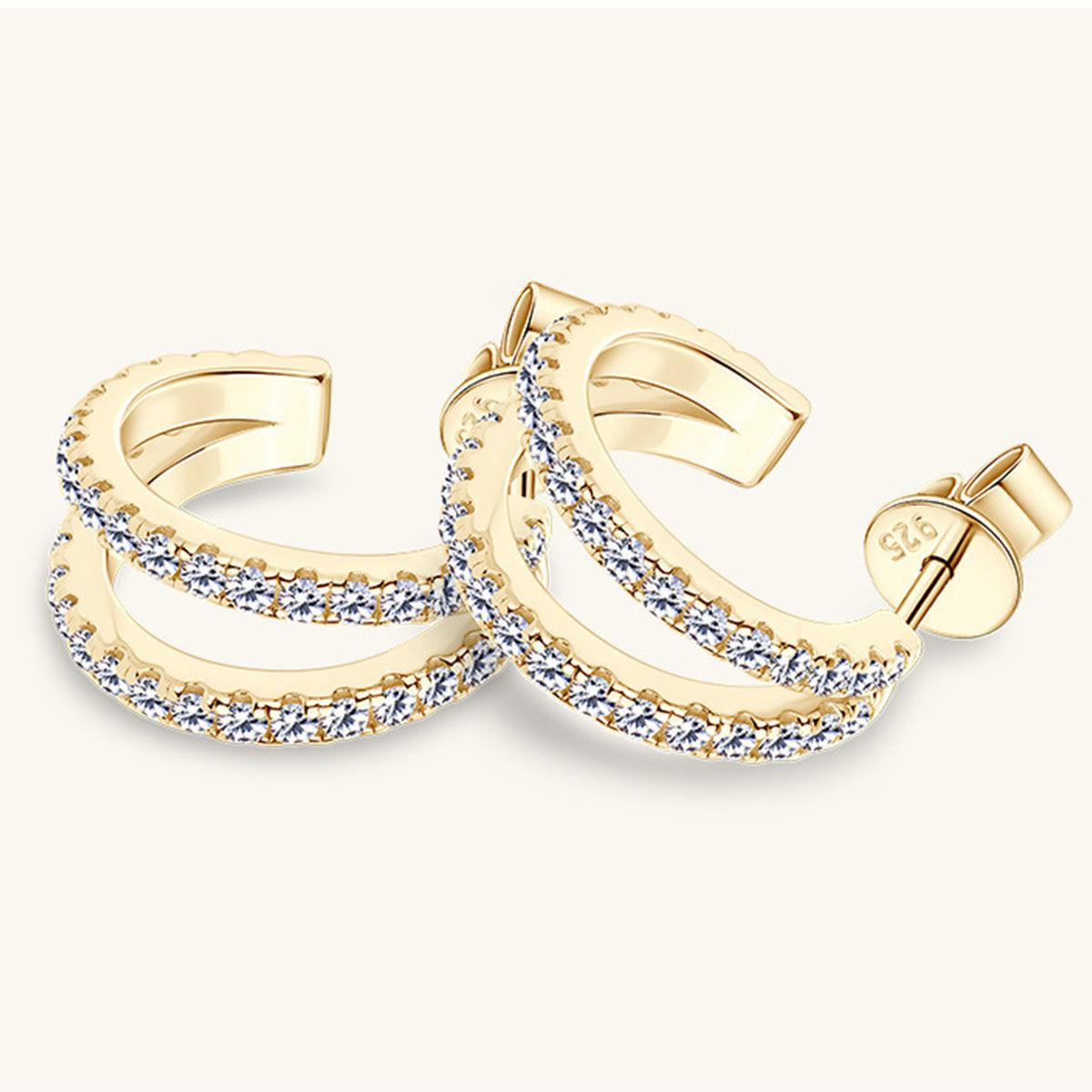 Moissanite Split C-Hoop Earrings - - Claude Jewelry Moissanite - Shop claudejewelry.com