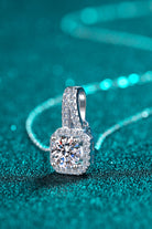 Moissanite Square Pendant Necklace - Rhodium Vermeil- Claude Jewelry Moissanite - Shop claudejewelry.com