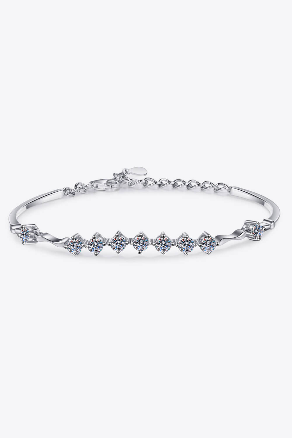 Moissanite Squares 925 Sterling Silver Bracelet - Rhodium Vermeil- Claude Jewelry Moissanite - Shop claudejewelry.com