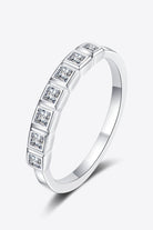 Moissanite Squares Rhodium Vermeil Half-Eternity Ring - Rhodium Vermeil-4- Claude Jewelry Moissanite - Shop claudejewelry.com