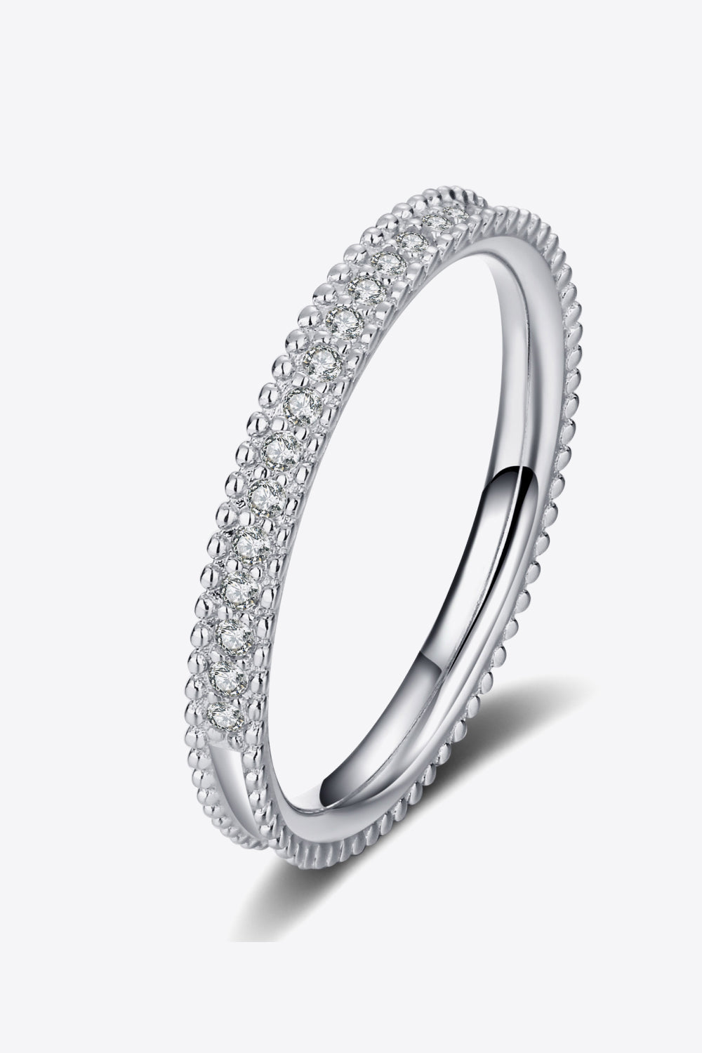 Moissanite Stacking Ring - Rhodium Vermeil-5- Claude Jewelry Moissanite - Shop claudejewelry.com