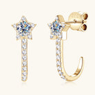 Moissanite Star Hook Earrings - 18k Gold Vermeil- Claude Jewelry Moissanite - Shop claudejewelry.com