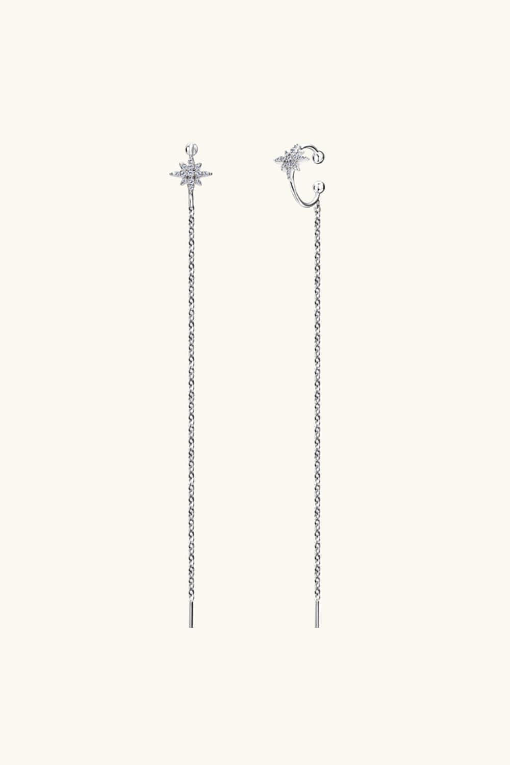 Moissanite Star & Moon Threader Earrings - - Claude Jewelry Moissanite - Shop claudejewelry.com