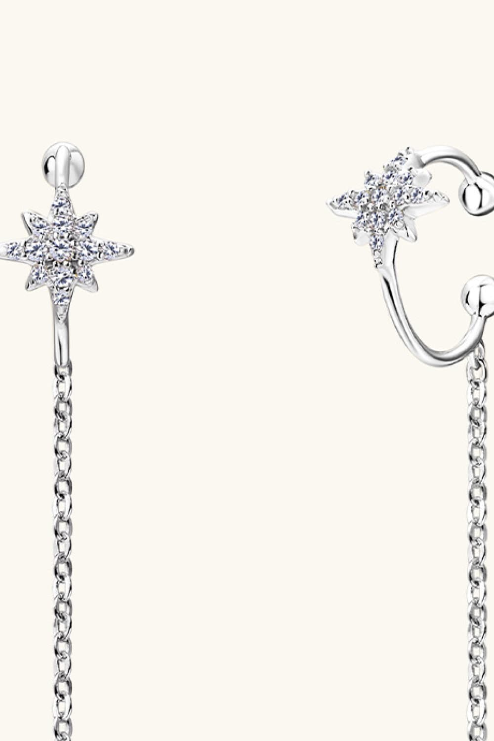 Moissanite Star & Moon Threader Earrings - - Claude Jewelry Moissanite - Shop claudejewelry.com