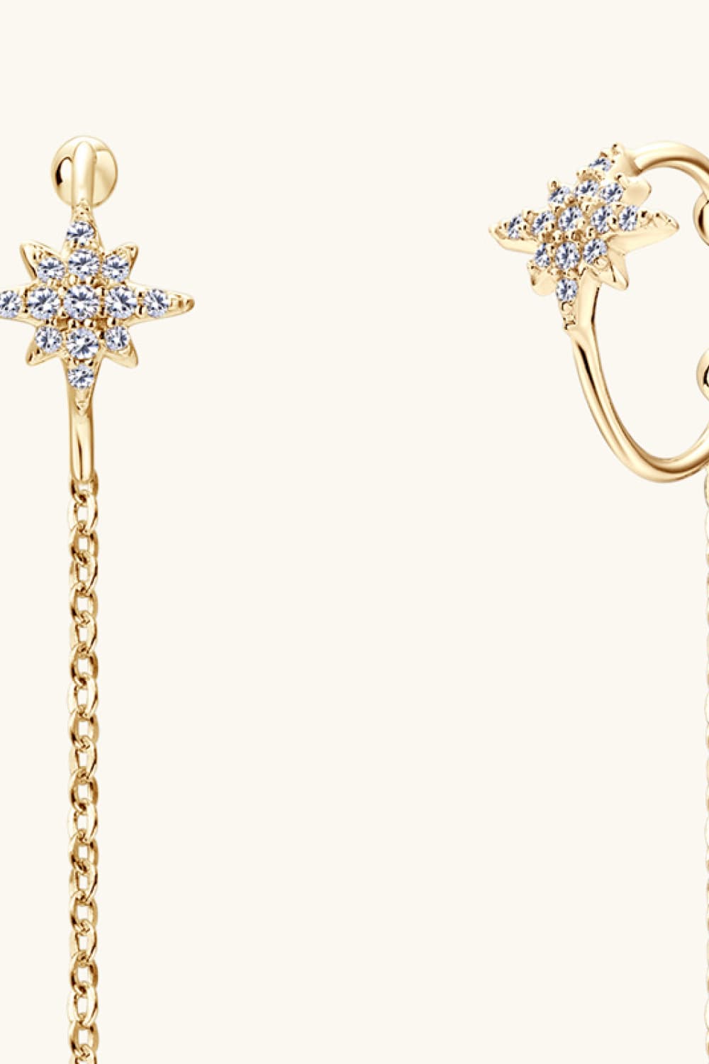 Moissanite Star & Moon Threader Earrings - - Claude Jewelry Moissanite - Shop claudejewelry.com