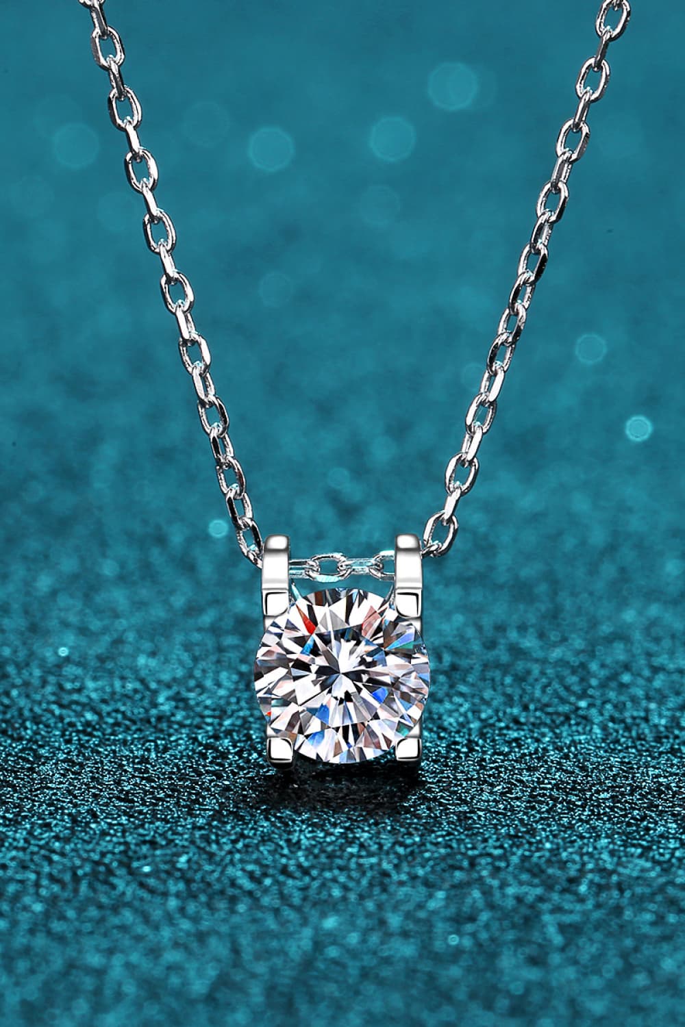 Moissanite Stone 925 Sterling Silver Necklace - Rhodium Vermeil- Claude Jewelry Moissanite - Shop claudejewelry.com