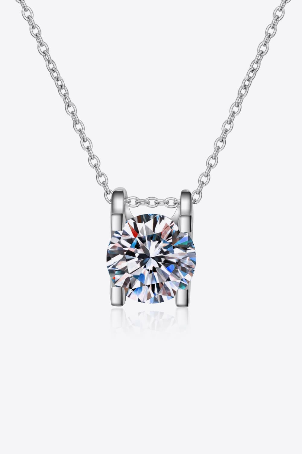 Moissanite Stone 925 Sterling Silver Necklace - Rhodium Vermeil- Claude Jewelry Moissanite - Shop claudejewelry.com