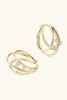 Moissanite Stone Layered Hoop Earrings - - Claude Jewelry Moissanite - Shop claudejewelry.com