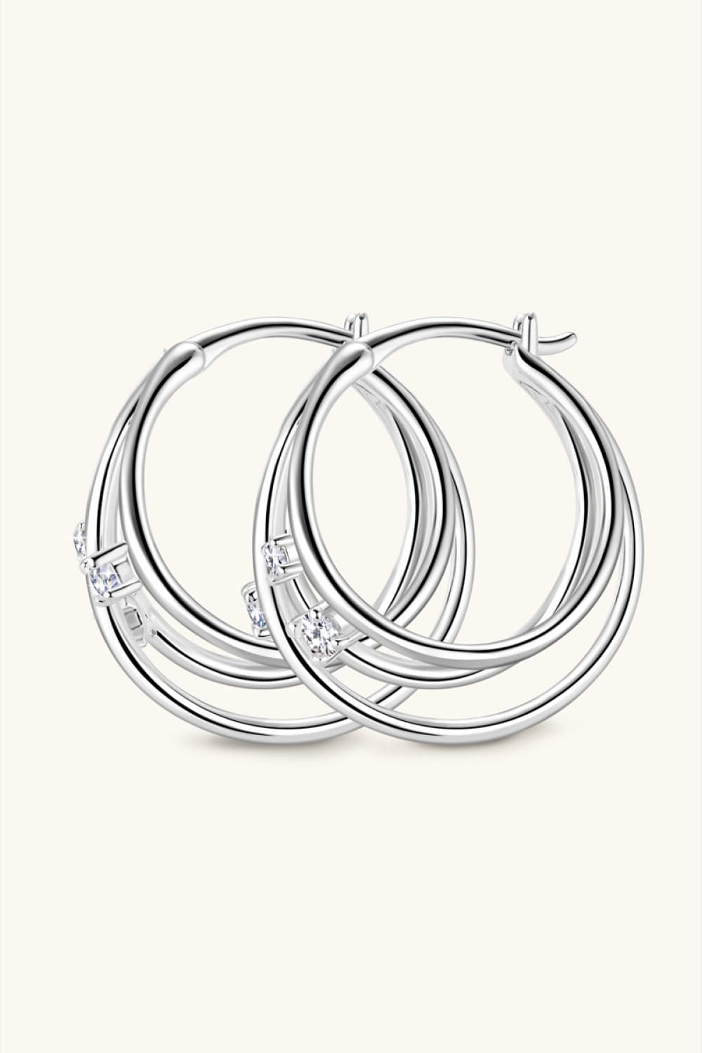 Moissanite Stone Layered Hoop Earrings - - Claude Jewelry Moissanite - Shop claudejewelry.com