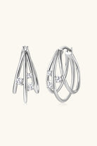 Moissanite Stone Layered Hoop Earrings - Platinum Vermeil- Claude Jewelry Moissanite - Shop claudejewelry.com