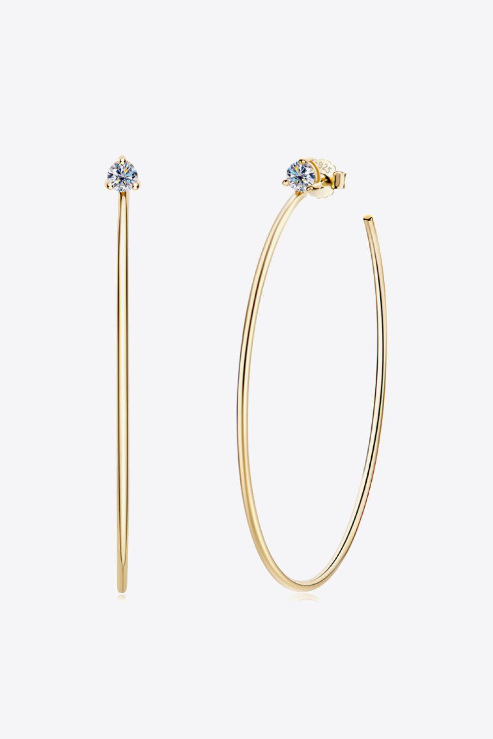 Moissanite Stud Large Hoop Earrings - 18k Gold Vermeil- Claude Jewelry Moissanite - Shop claudejewelry.com