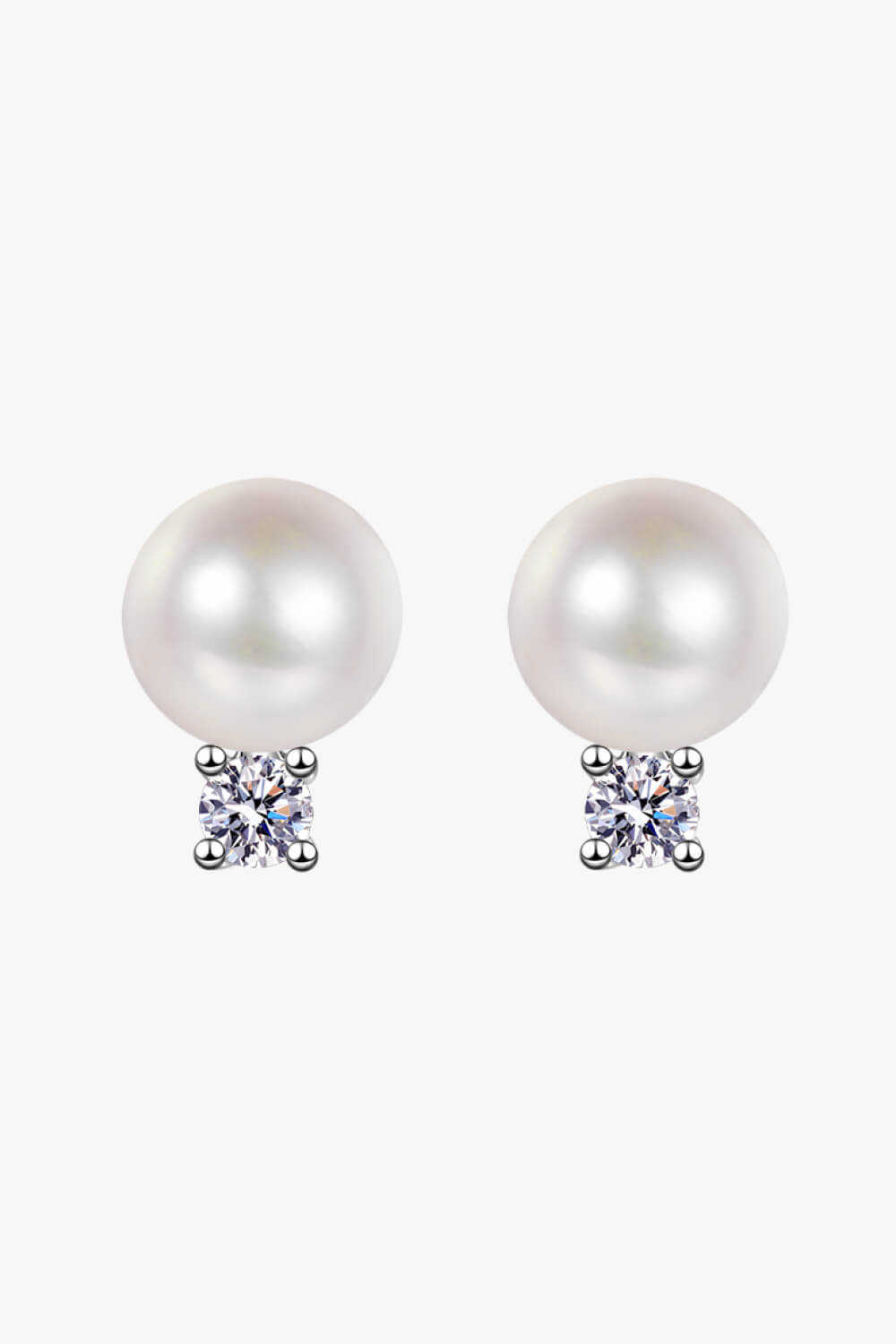 Moissanite Stud Pearl Drop Earrings - Pearl- Claude Jewelry Moissanite - Shop claudejewelry.com