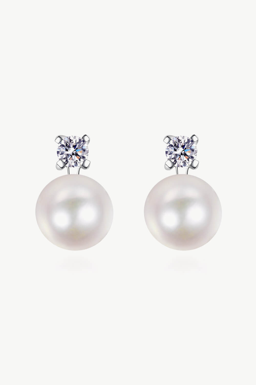 Moissanite Stud Pearl Drop Earrings - Pearl- Claude Jewelry Moissanite - Shop claudejewelry.com