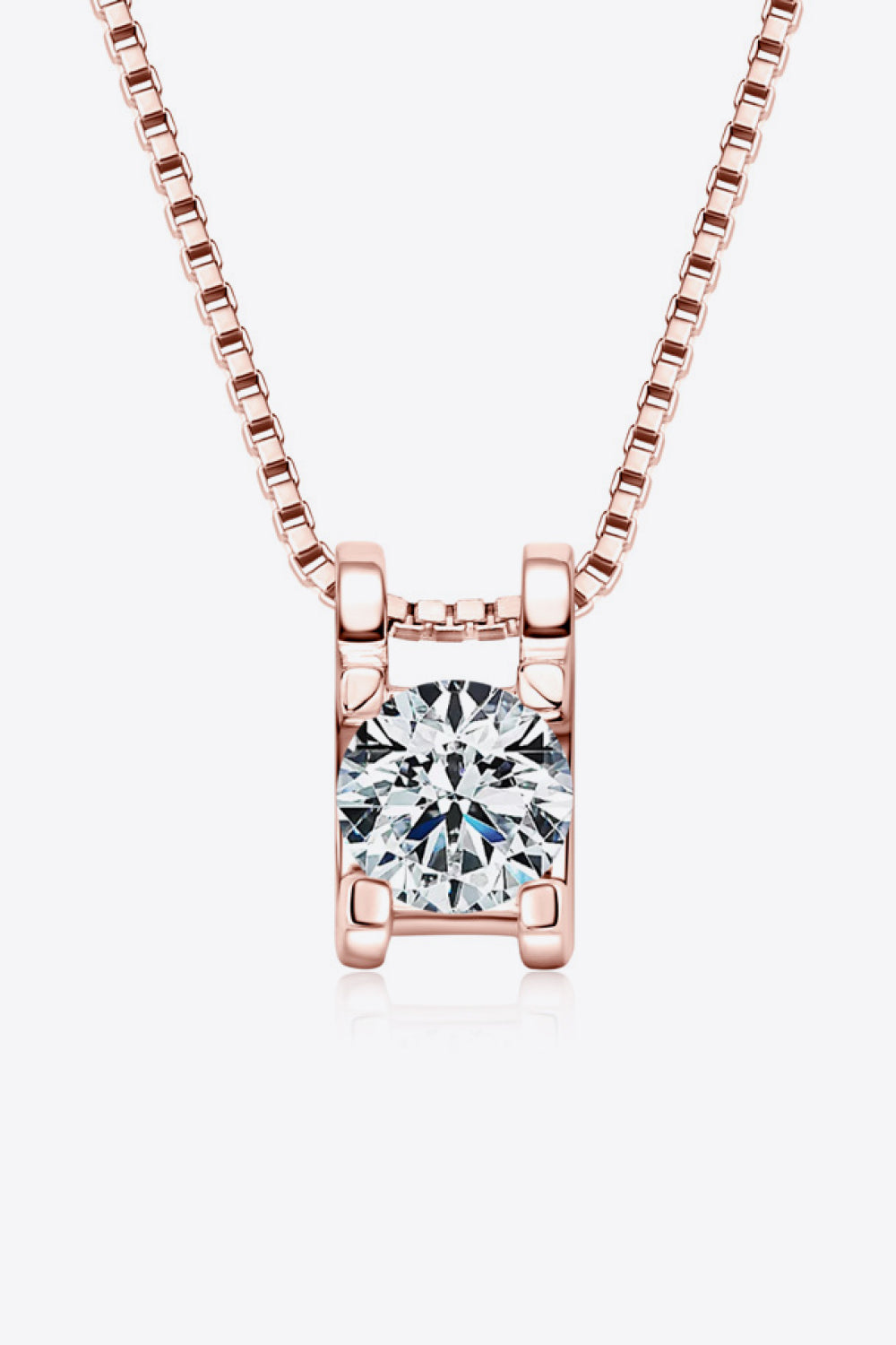 Moissanite Suspended Stone Pendant Necklace - 18k Rose Gold Vermeil- Claude Jewelry Moissanite - Shop claudejewelry.com