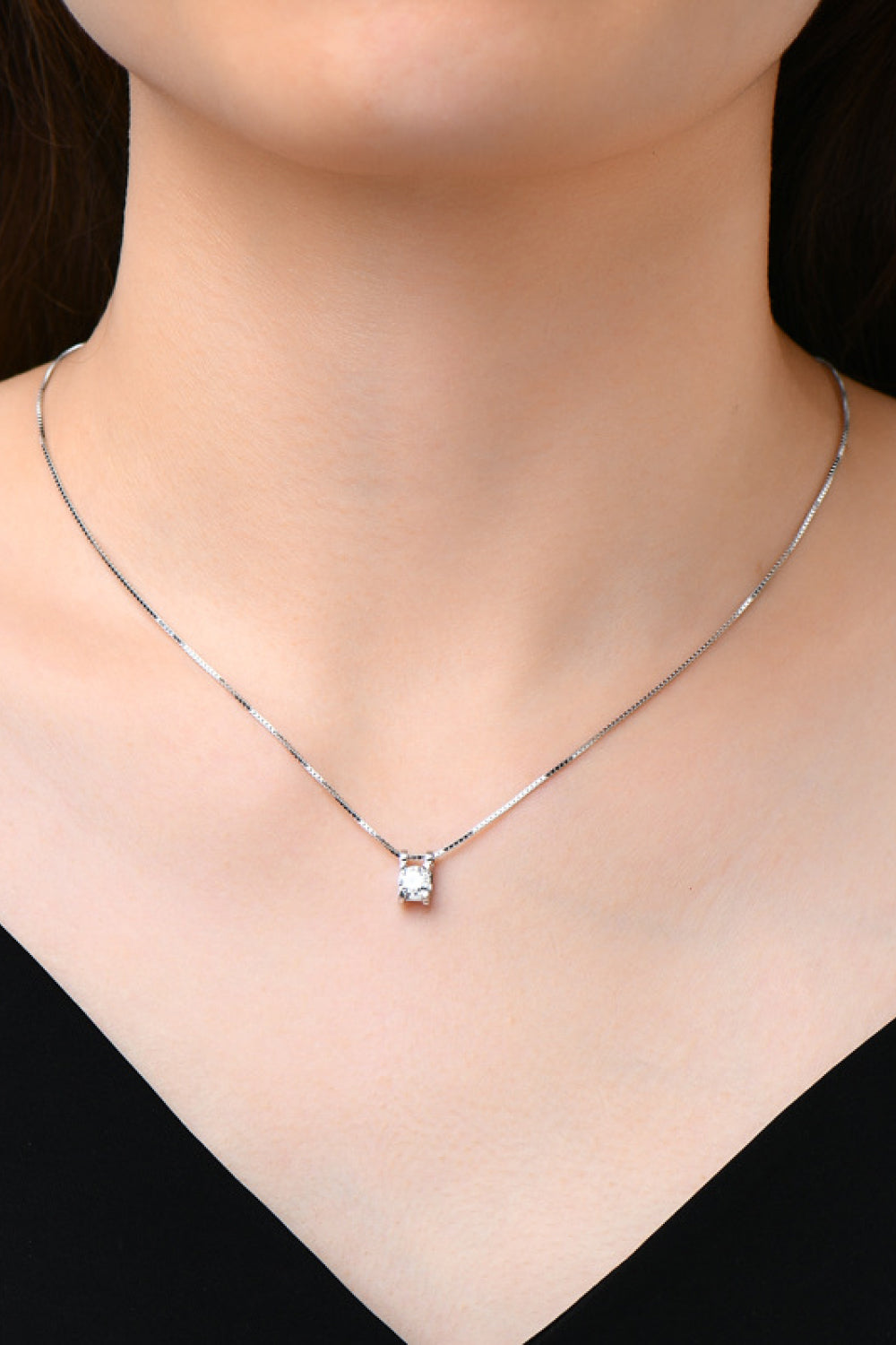 Moissanite Suspended Stone Pendant Necklace - - Claude Jewelry Moissanite - Shop claudejewelry.com