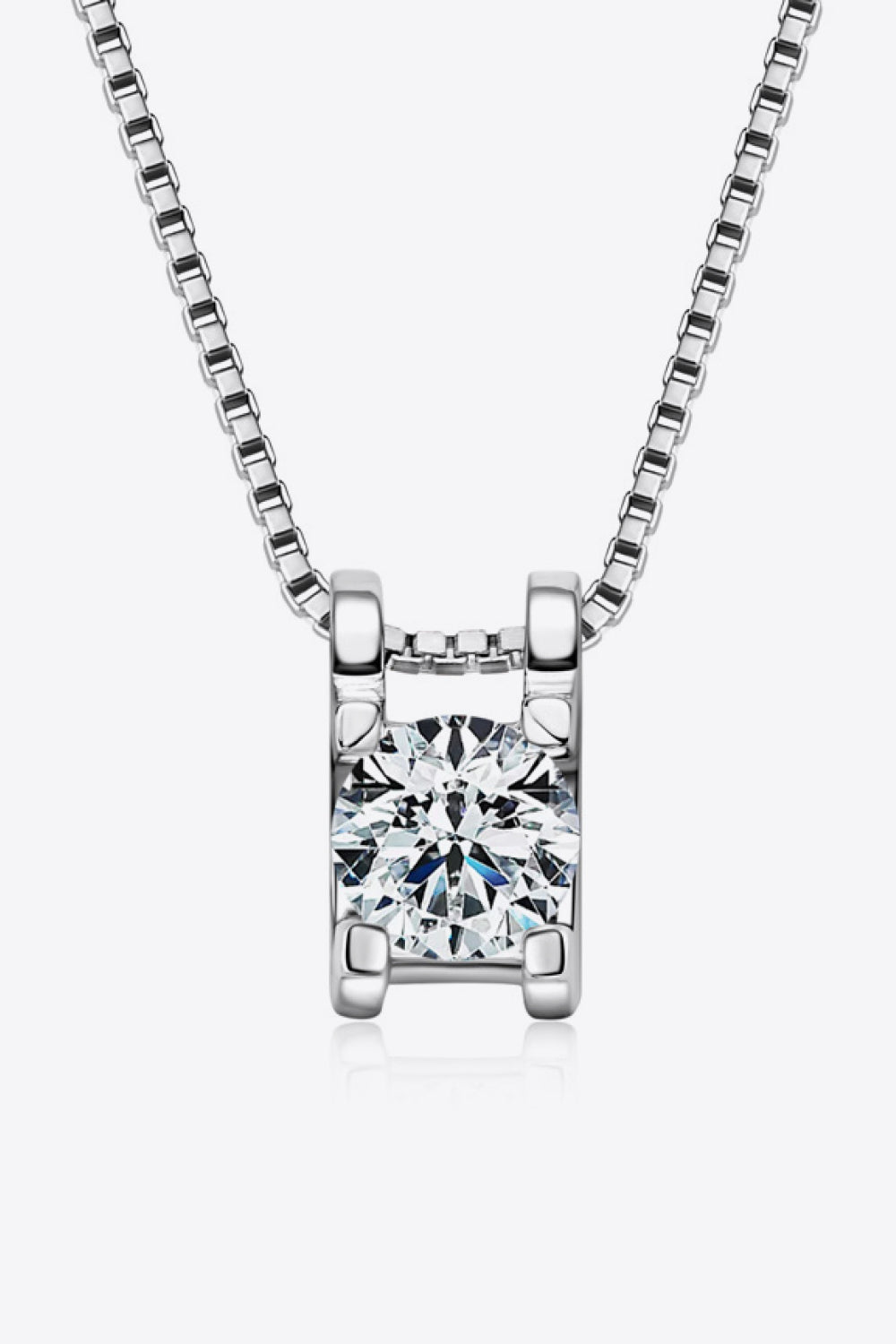 Moissanite Suspended Stone Pendant Necklace - Platinum Vermeil- Claude Jewelry Moissanite - Shop claudejewelry.com