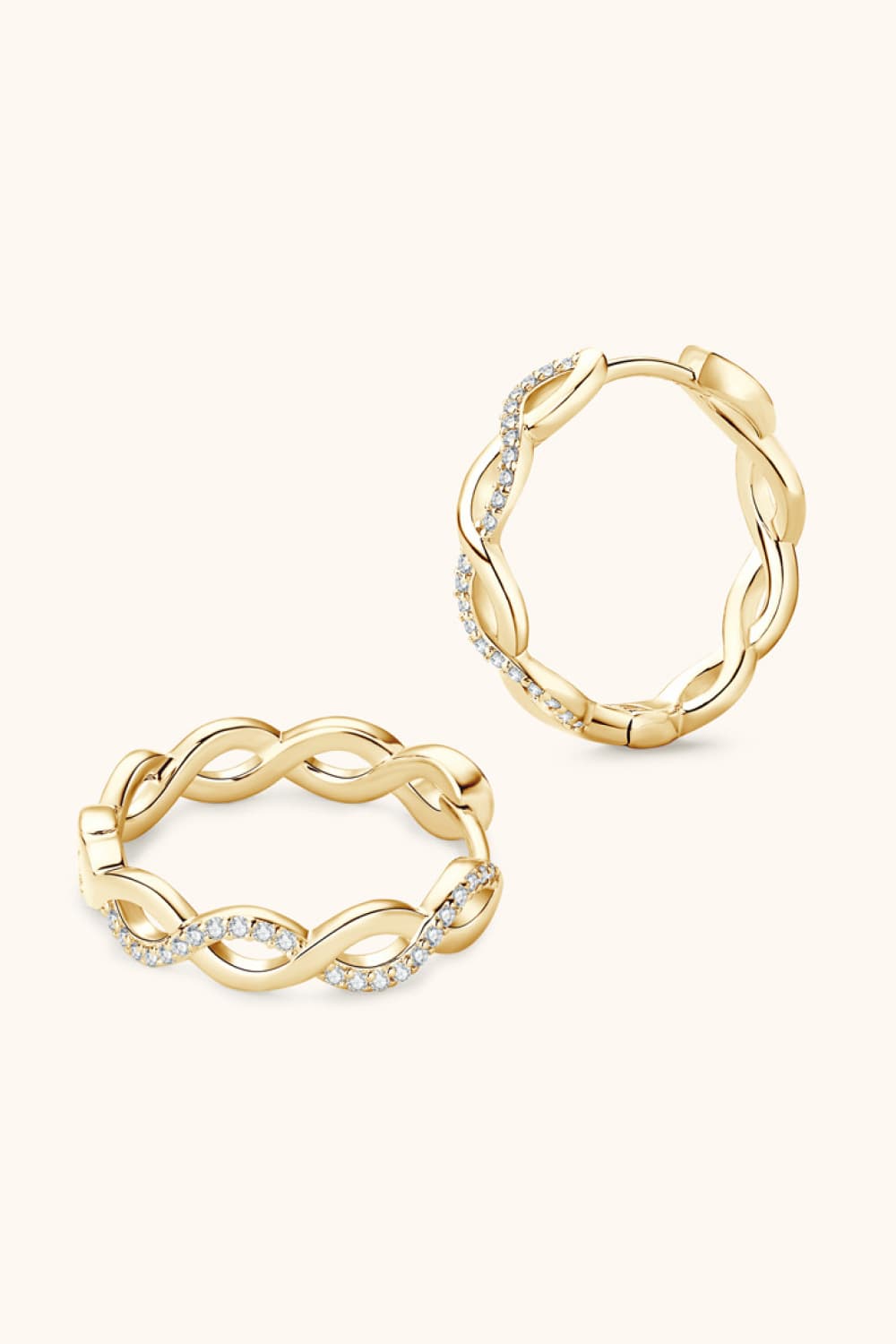 Moissanite Swirling Hoop Earrings - 18k Gold Vermeil- Claude Jewelry Moissanite - Shop claudejewelry.com