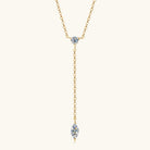 Moissanite Teardrop Lariat Necklace - 18k Gold Vermeil- Claude Jewelry Moissanite - Shop claudejewelry.com