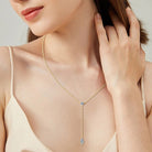 Moissanite Teardrop Lariat Necklace - - Claude Jewelry Moissanite - Shop claudejewelry.com