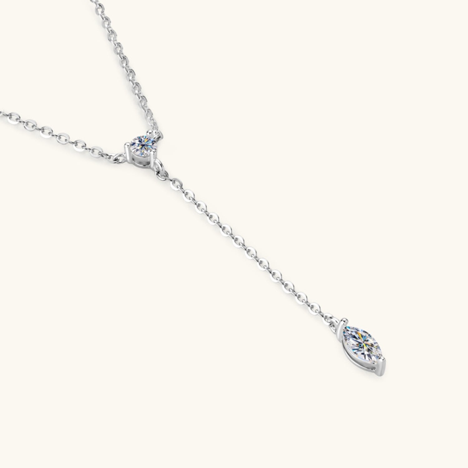 Moissanite Teardrop Lariat Necklace - - Claude Jewelry Moissanite - Shop claudejewelry.com