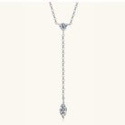 Moissanite Teardrop Lariat Necklace - 925 Sterling Silver- Claude Jewelry Moissanite - Shop claudejewelry.com