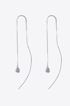 Moissanite Threader Earrings Rhodium Vermeil - Rhodium Vermeil- Claude Jewelry Moissanite - Shop claudejewelry.com