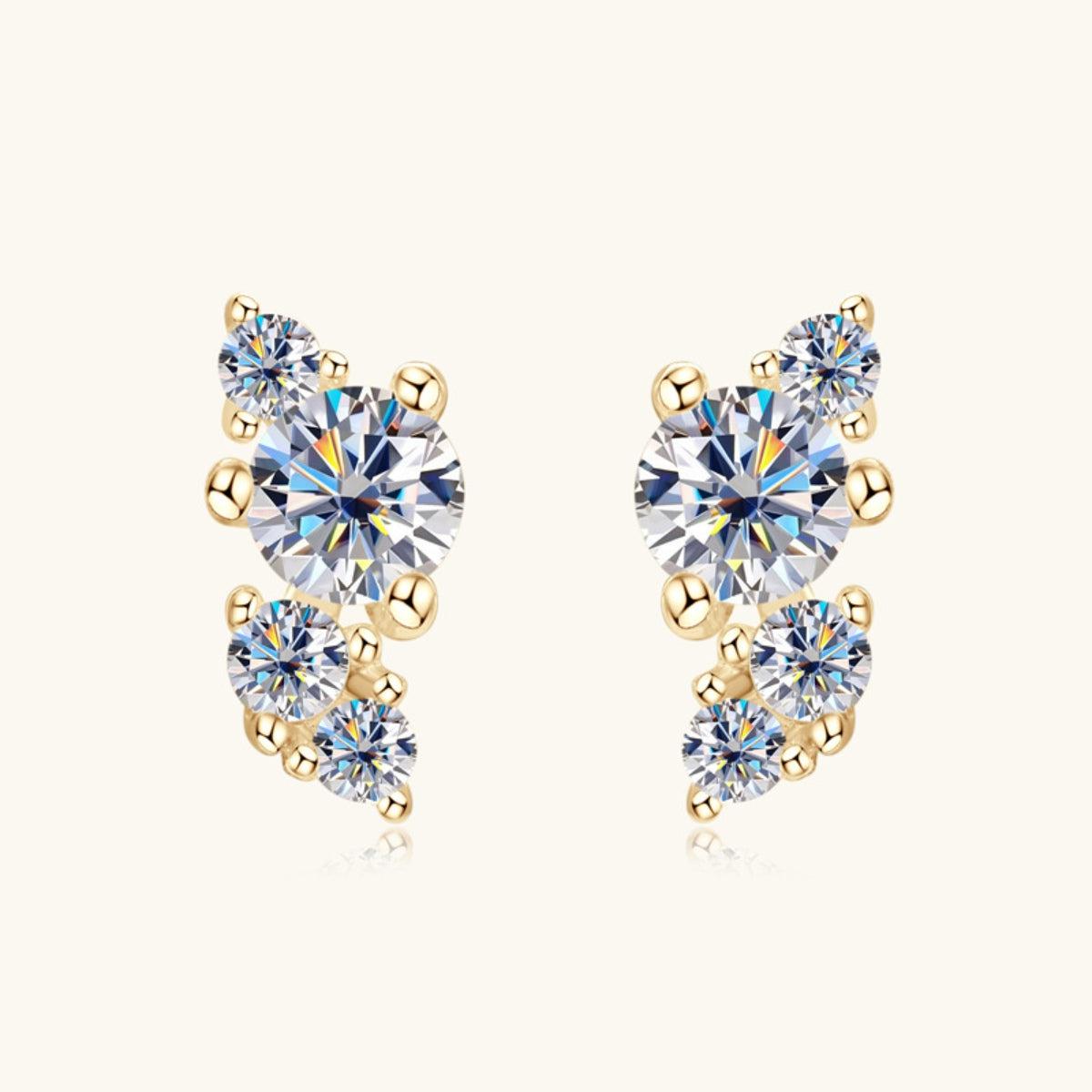 Moissanite Tiny Cluster Stud Earrings - 18k Gold Vermeil- Claude Jewelry Moissanite - Shop claudejewelry.com