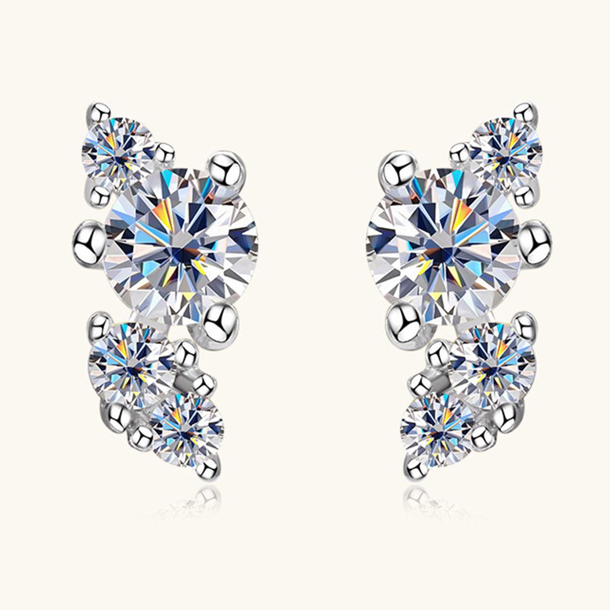 Moissanite Tiny Cluster Stud Earrings - 925 Sterling Silver- Claude Jewelry Moissanite - Shop claudejewelry.com