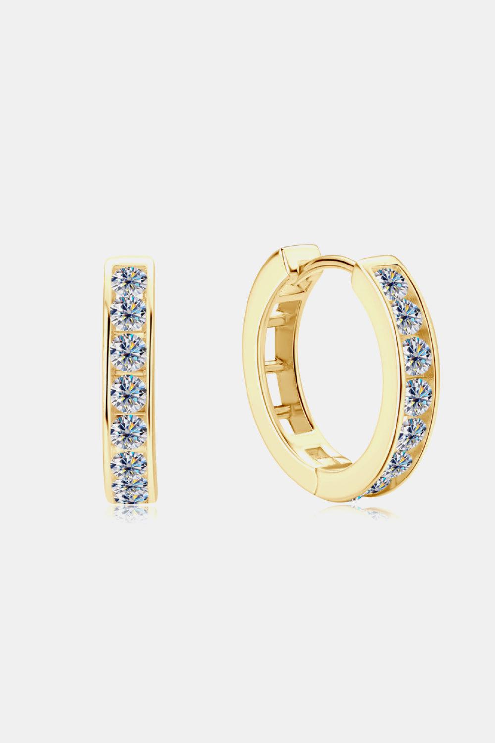 Moissanite Tracked Huggie Earrings - 18k Gold Vermeil- Claude Jewelry Moissanite - Shop claudejewelry.com