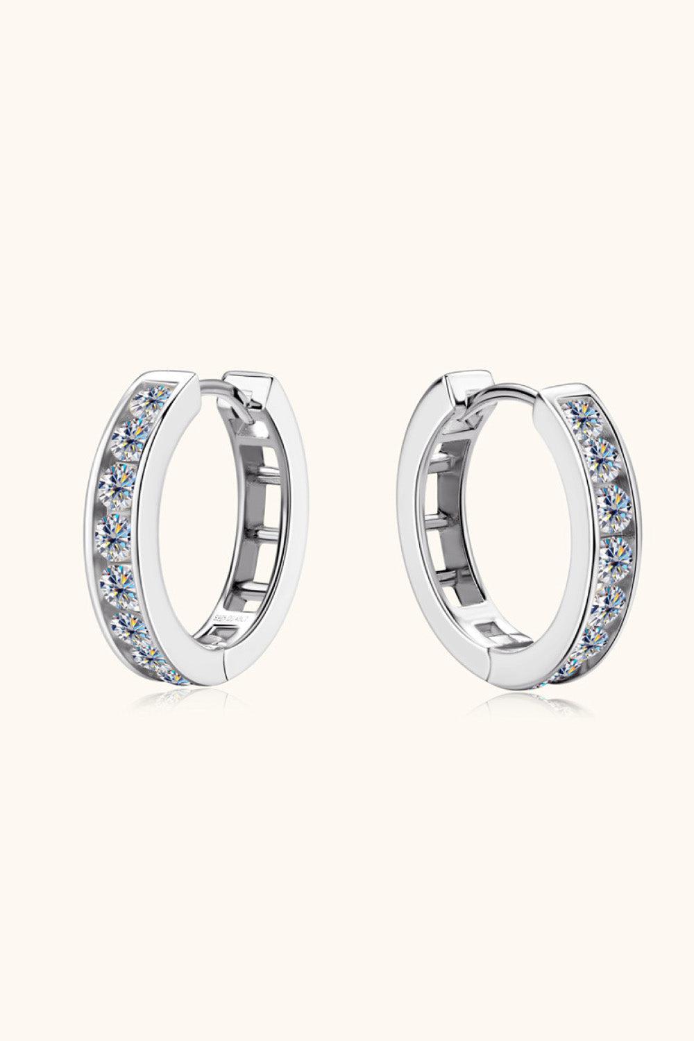 Moissanite Tracked Huggie Earrings - - Claude Jewelry Moissanite - Shop claudejewelry.com