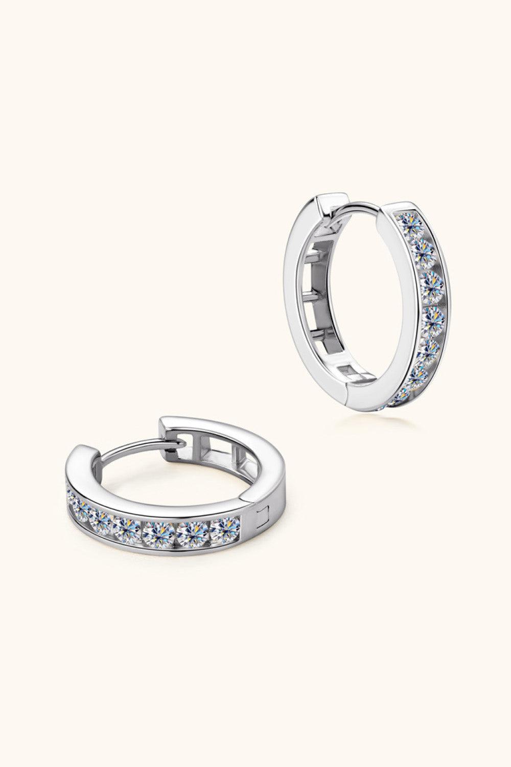 Moissanite Tracked Huggie Earrings - - Claude Jewelry Moissanite - Shop claudejewelry.com