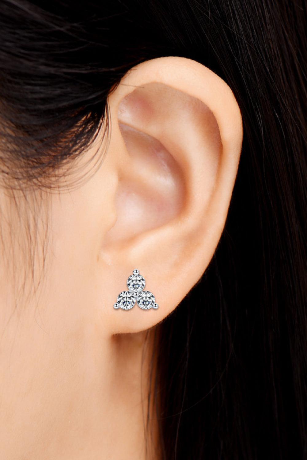 Moissanite Tri-Rock Stud Earrings - - Claude Jewelry Moissanite - Shop claudejewelry.com