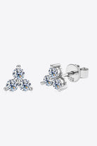 Moissanite Tri-Rock Stud Earrings - Platinum Vermeil- Claude Jewelry Moissanite - Shop claudejewelry.com