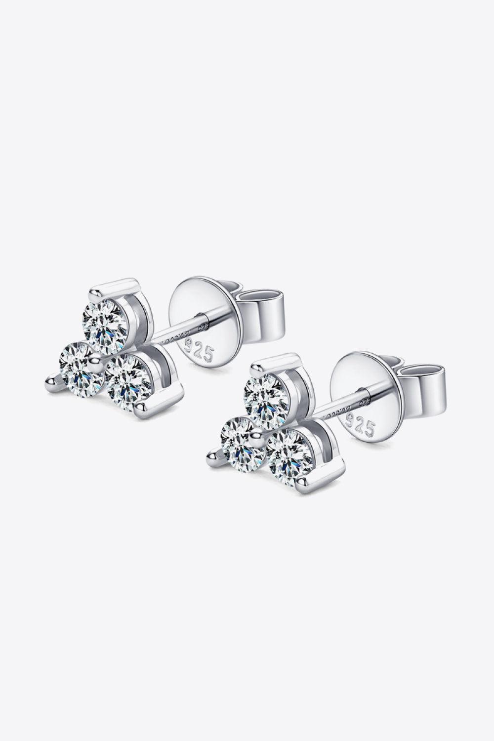 Moissanite Tri-Rock Stud Earrings - - Claude Jewelry Moissanite - Shop claudejewelry.com