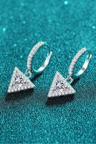 Moissanite Triangle Drop Earrings - Rhodium Vermeil- Claude Jewelry Moissanite - Shop claudejewelry.com